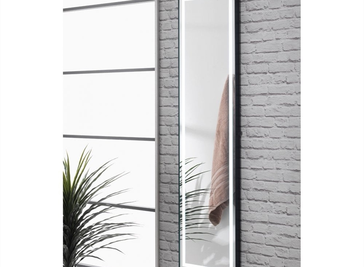 Porto Battery Operated Mirror with Black Frame & LED Light Surround (Floorstanding or Wall-Hung) - 1500 x 400mm